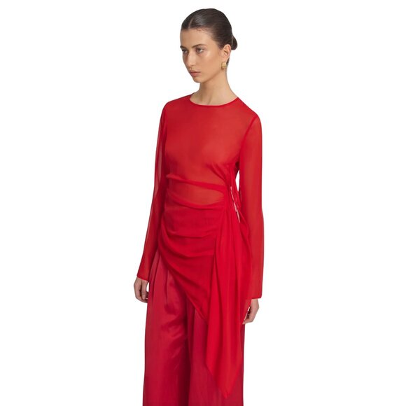 98. VIKTORIA & WOODS Stardust Red Sheer Silk Tunic Top $400 NWT Sz 1 US 4 - Picture 5 of 9